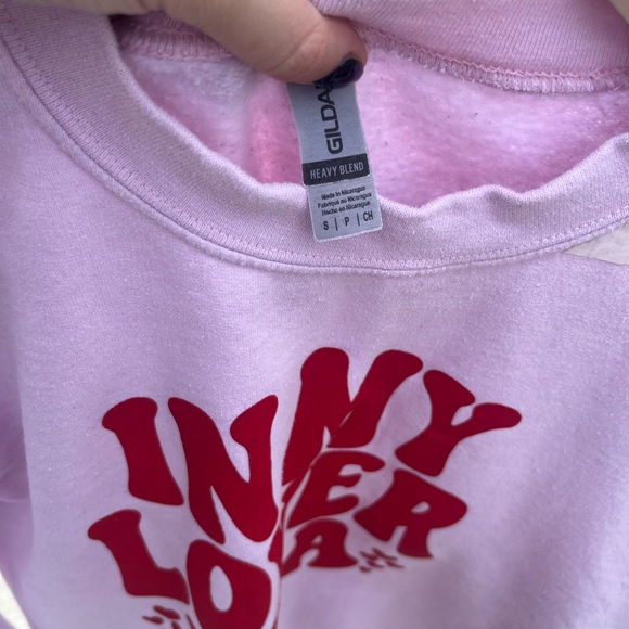 Hybrid Apparel Sweaters - Hybrid Apparel Pink Kids Sweatshirt with Red Print